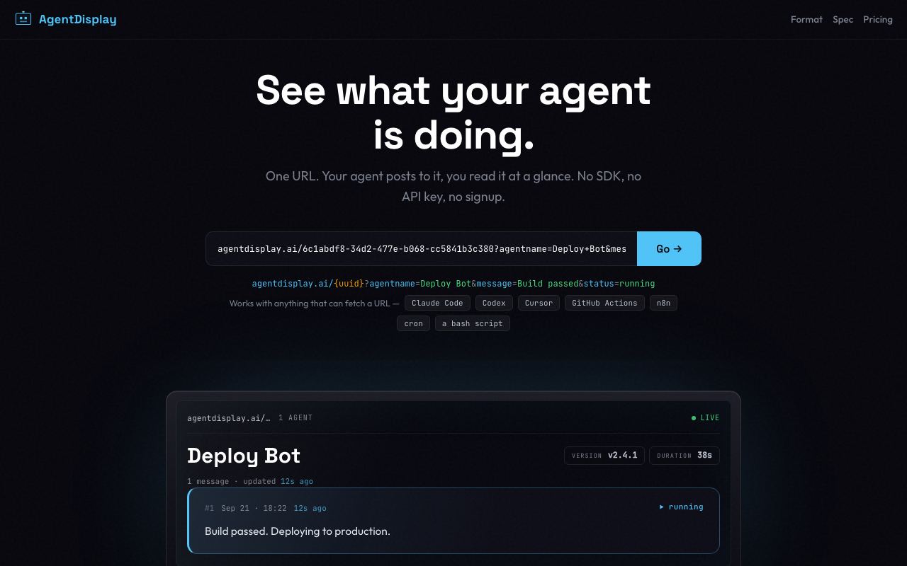 AgentDisplay interface screenshot