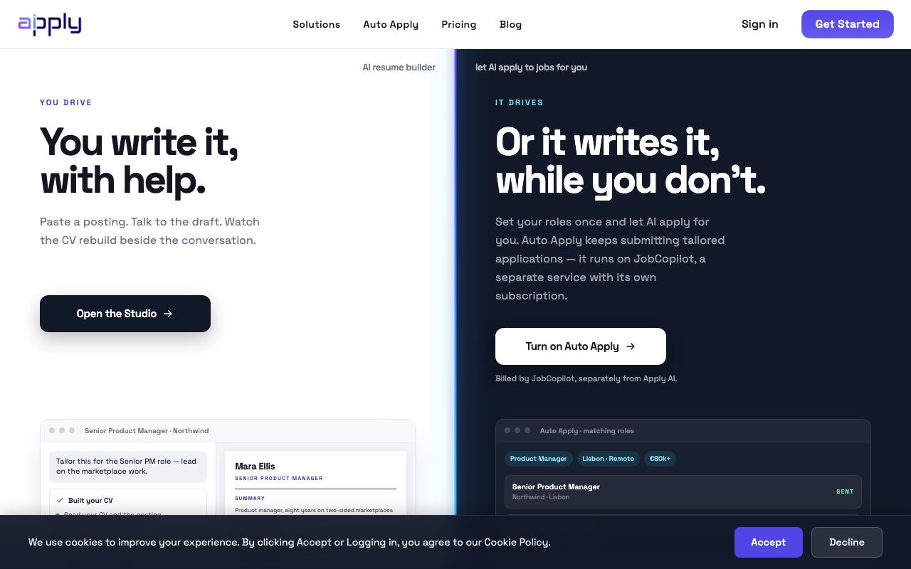 Apply AI interface screenshot