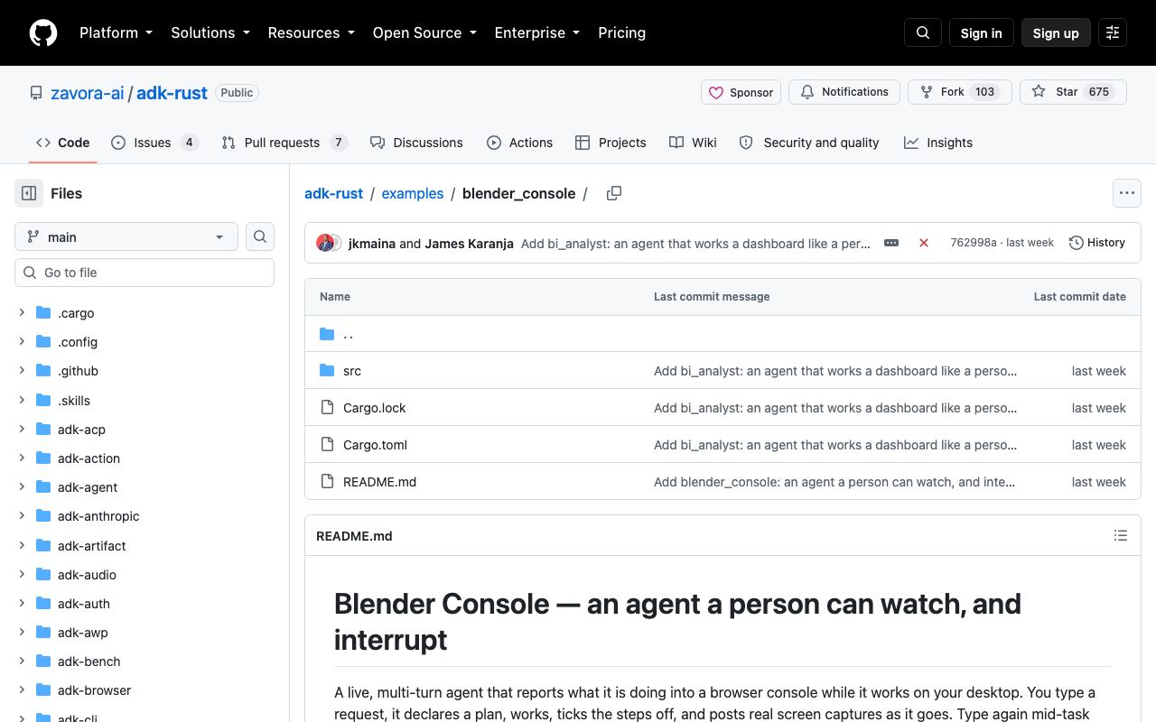 Blender Agent interface screenshot