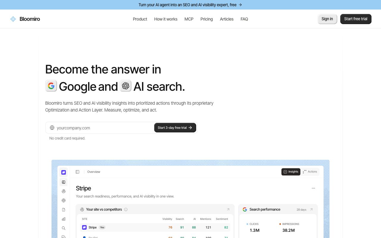 Bloomiro interface screenshot