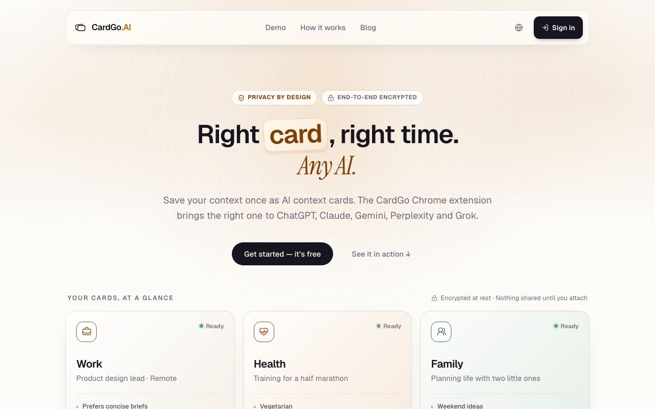CardGo interface screenshot