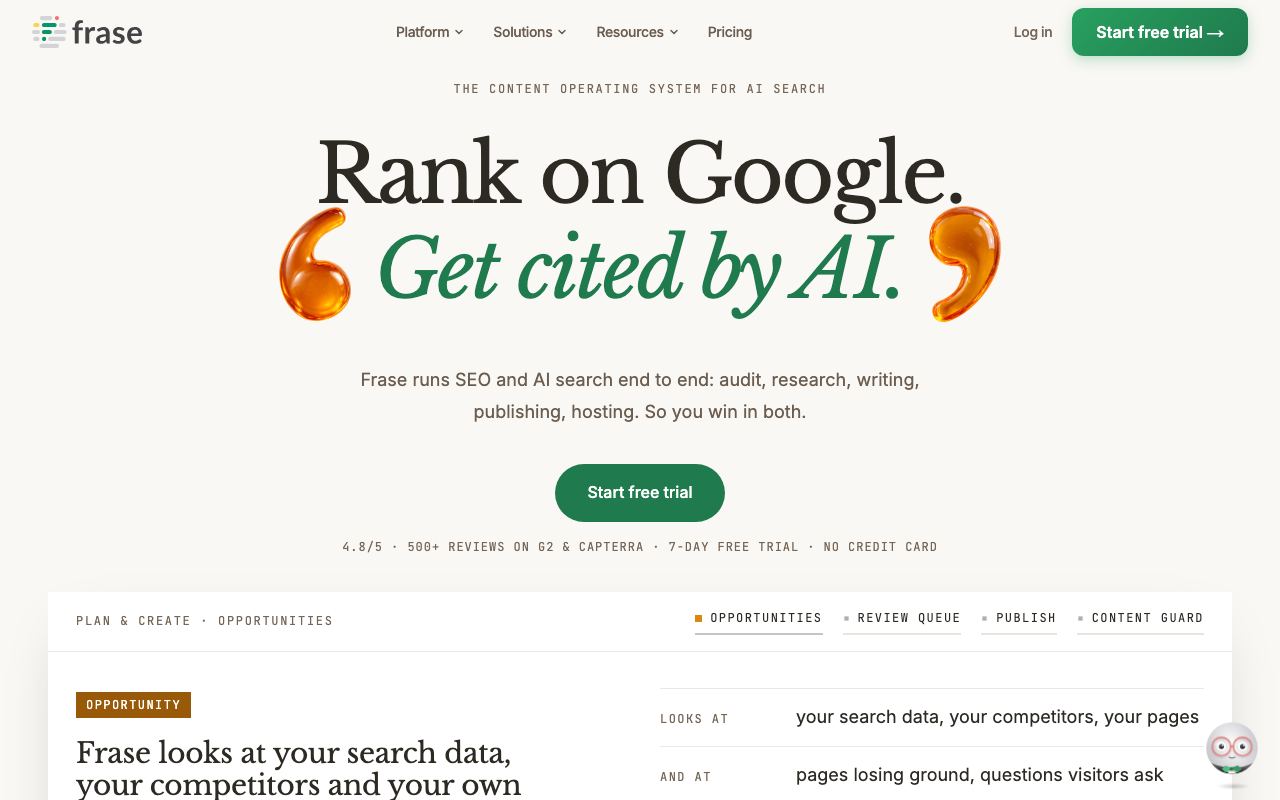Frase interface screenshot
