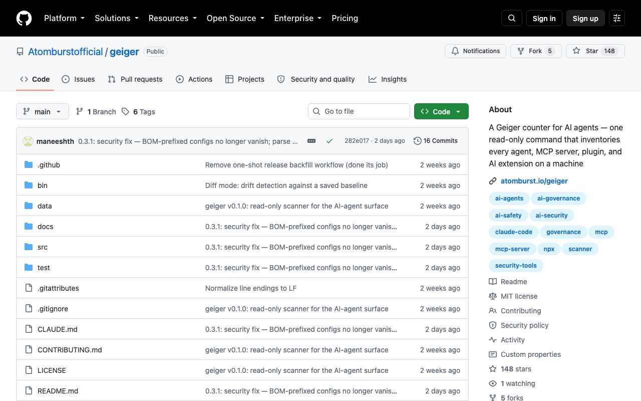 Geiger interface screenshot
