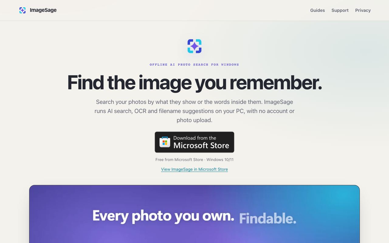 Image Sage interface screenshot
