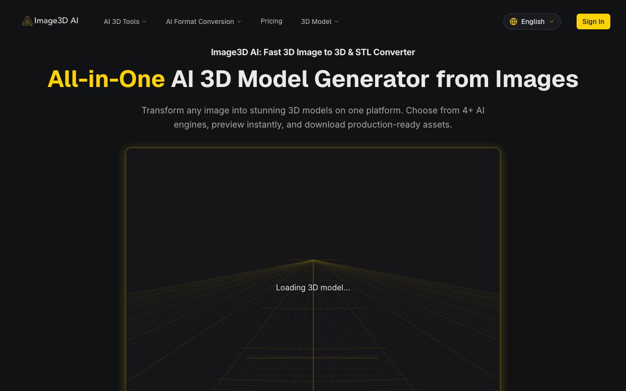 Image3D AI interface screenshot