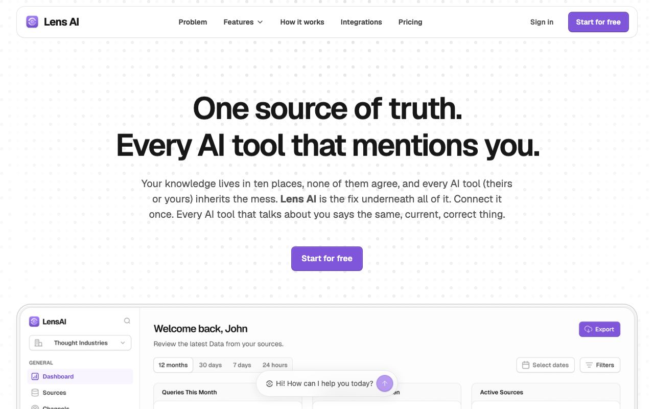 Lens AI interface screenshot