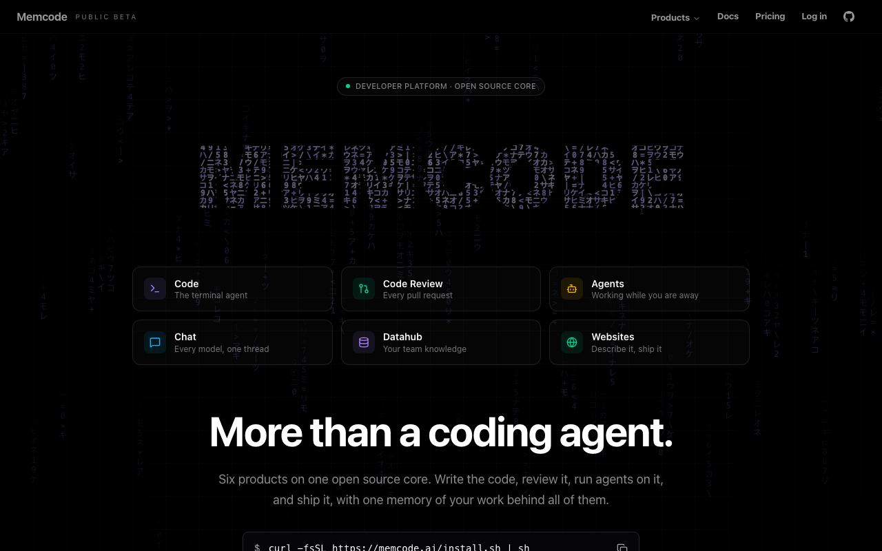 Memcode interface screenshot