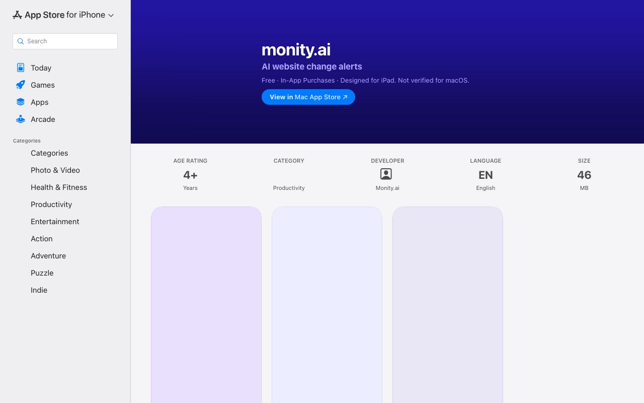 Monity.ai interface screenshot