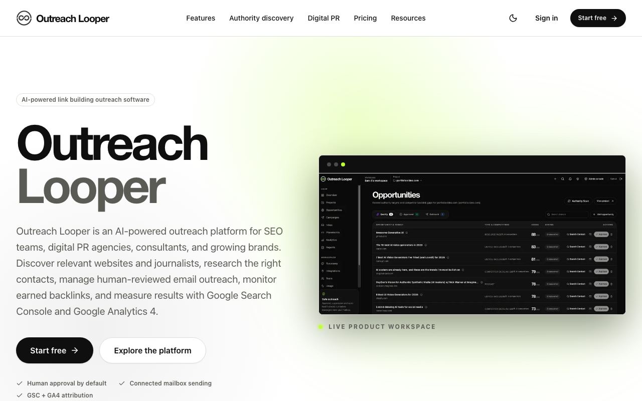 OutreachLooper interface screenshot