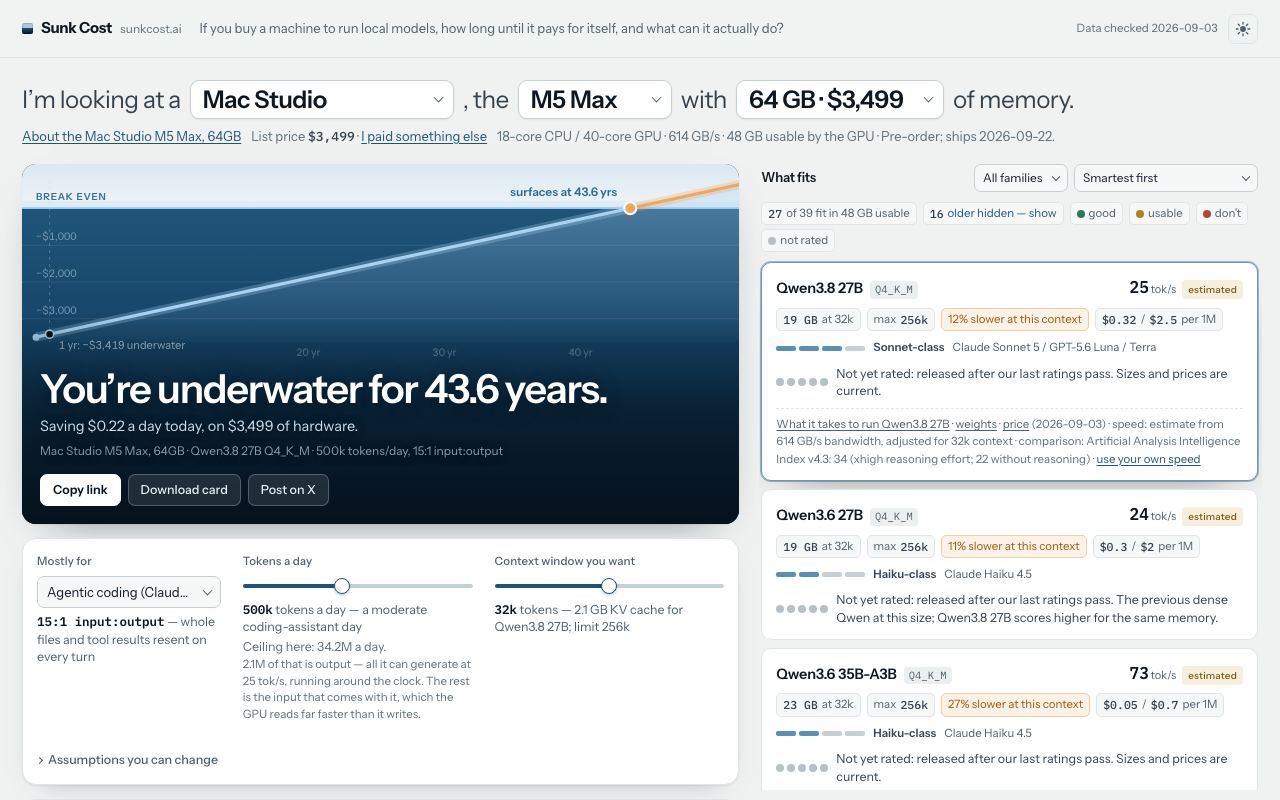 Sunk Cost interface screenshot