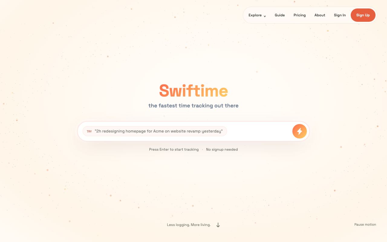 Swiftime interface screenshot