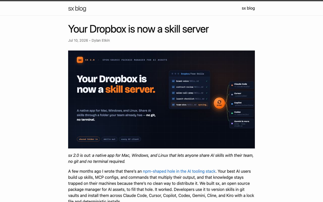 Sx 2.0 interface screenshot