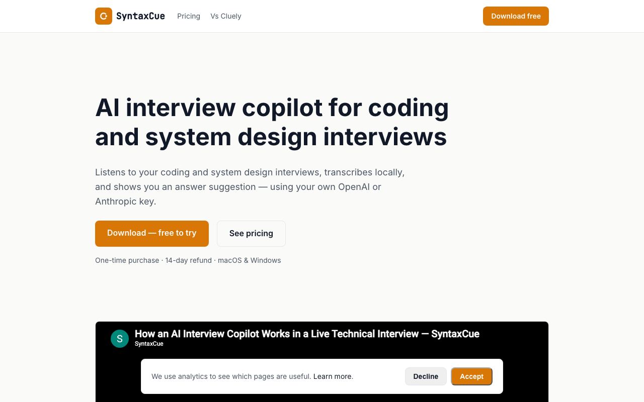 SyntaxCue interface screenshot
