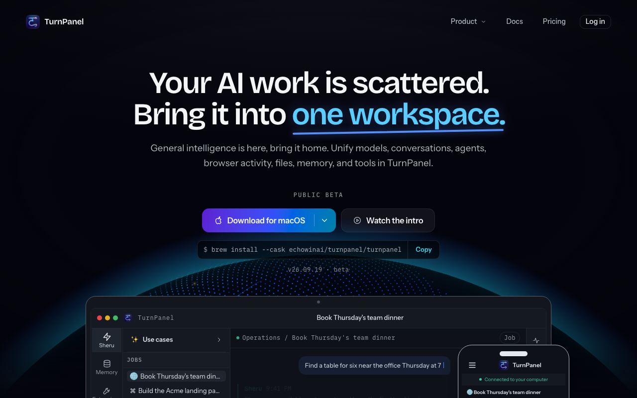 Turnpanel interface screenshot